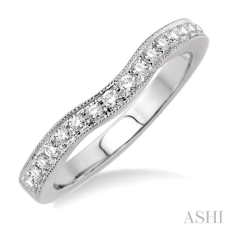 Women’s engagement rings with diamonds-1/5 Ctw Round Cut Diamond Matching Wedding Band in 14K White Gold