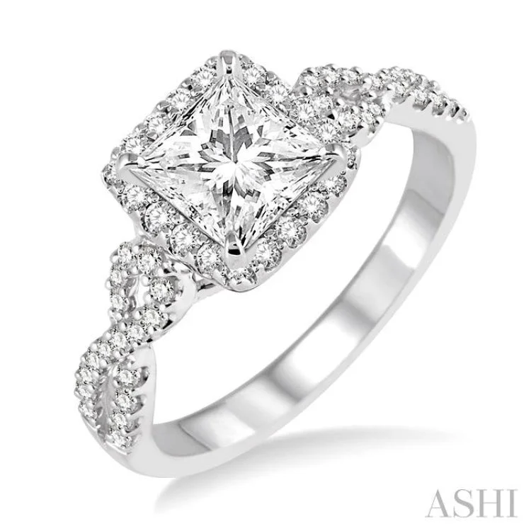 Women’s unique diamond engagement rings-1/3 Ctw Diamond Semi-mount Engagement Ring in 14K White Gold