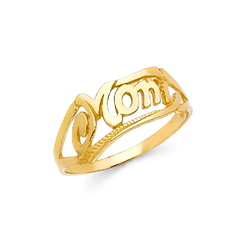 Women’s gold engagement rings-14K Solid Gold Plain Mom Ring