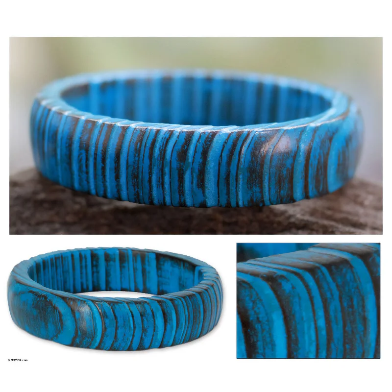 Women’s birthstone bracelets-Delhi Skies Wood Bangle Bracelet