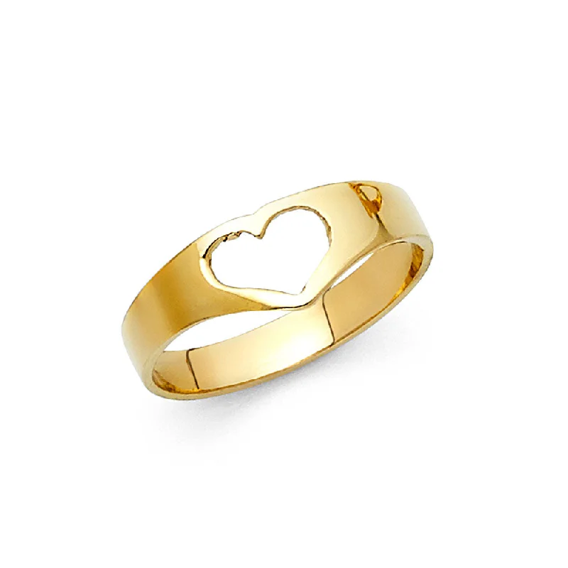 Women’s elegant diamond rings-14K Solid Gold Fancy Heart Ring