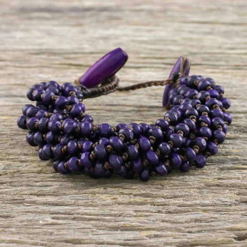 Women’s elegant bracelets-Nan Belle Purple Torsade Bracelet Wood Beaded Jewelry