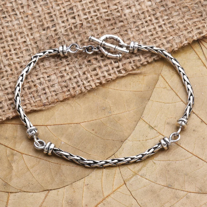 Women’s gemstone bangles-Tribal Hollywood Handcrafted Sterling Silver Link Bracelet