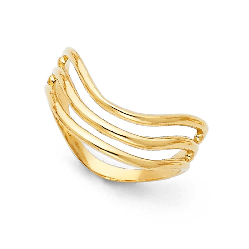 Women’s personalized rings-14K Solid Gold Tri Semanario V Shaped Thumb Ring