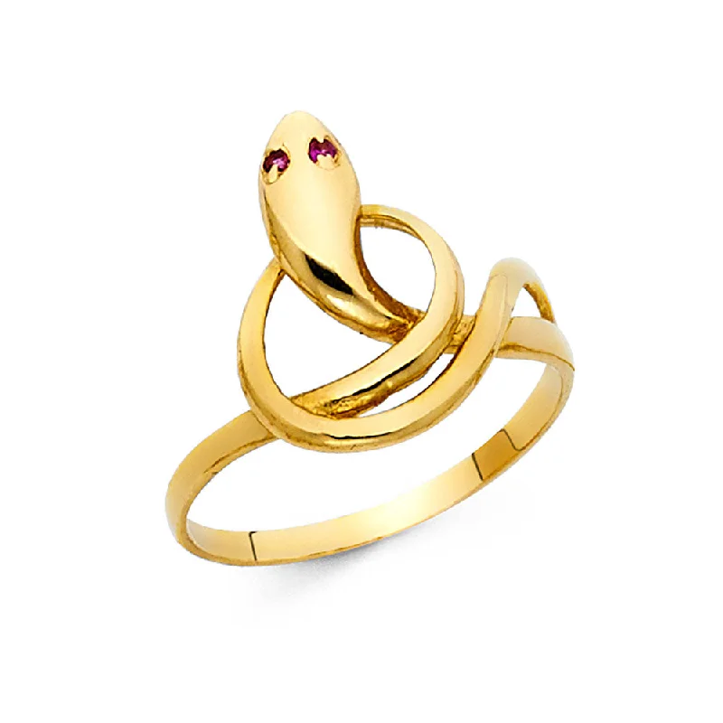 Women’s minimalist rings-14K Solid Gold Fancy Coiled Snake Ring