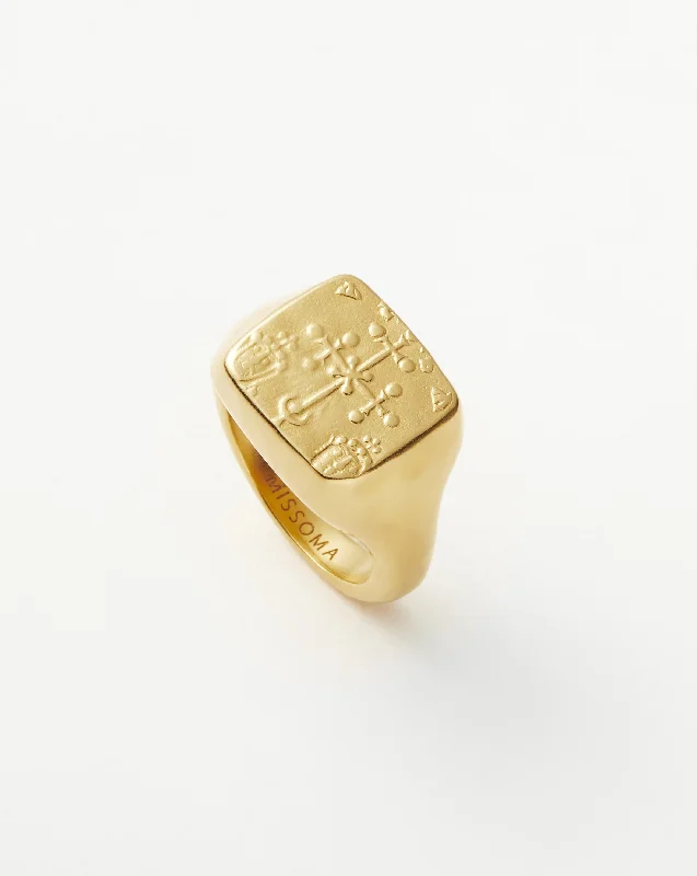 Women’s oval rings-Lucy Williams Byzantine Coin Signet Ring | 18ct Gold Plated