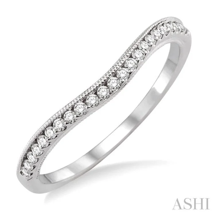 Women’s minimalistic engagement rings-1/6 Ctw Round Cut Diamond Wedding Band in 14K White Gold