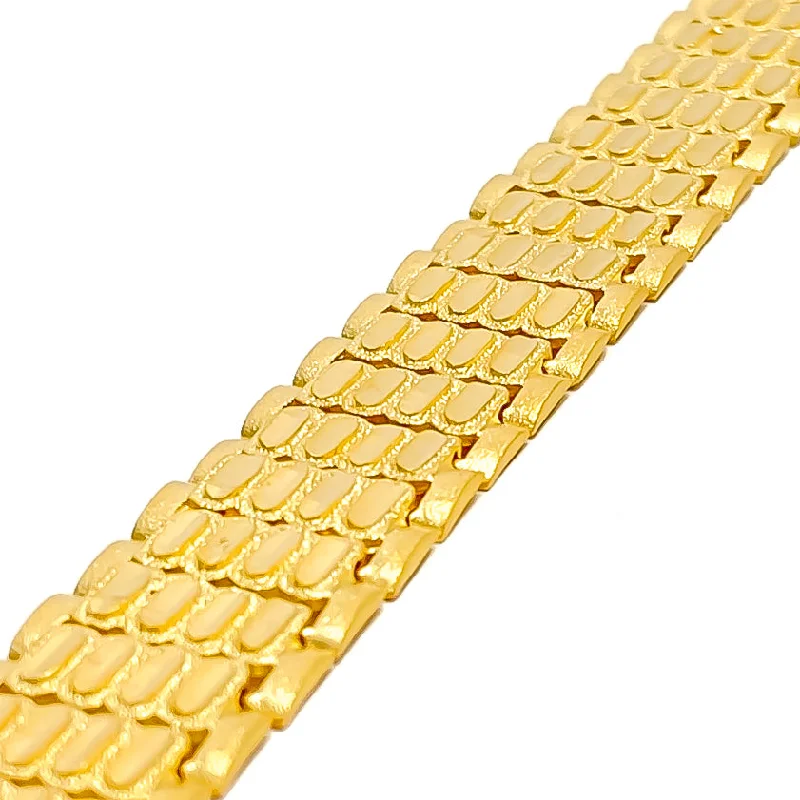 Women’s gold tennis bracelets-Charming Unique 22K Gold Men's Bracelet