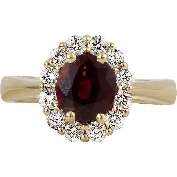 Women’s engagement rings with baguette diamonds-Gems of Distinction Collection's 14k Yellow Gold 2.04ct Ruby & .61ctw Diamond Euro Shank Ring