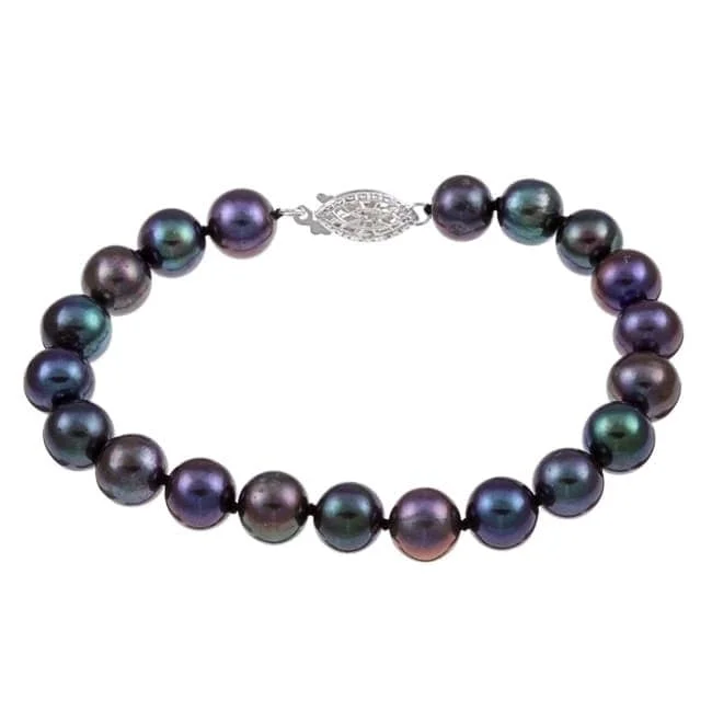 Women’s romantic bracelets-Black Freshwater Pearl Classic 8-inch Bracelet (8-9 mm)