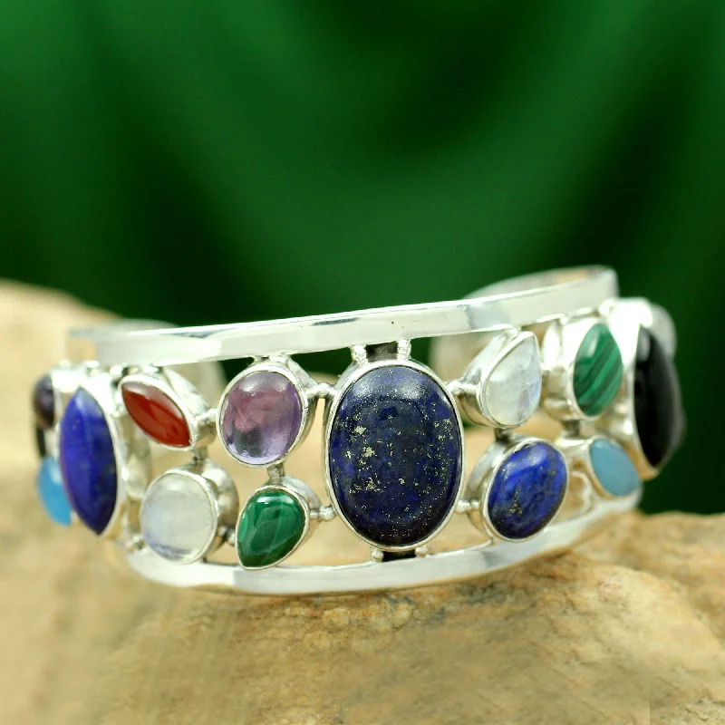 Women’s gold cuff bracelets-Colors of Life Gemstone Cuff Bracelet