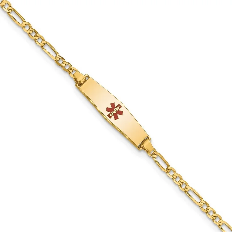 Women’s crystal bracelets-Curata 14k Yellow Gold 7" or 8" 5.5mm Engravable Medical Enamel Figaro Link ID Bracelet