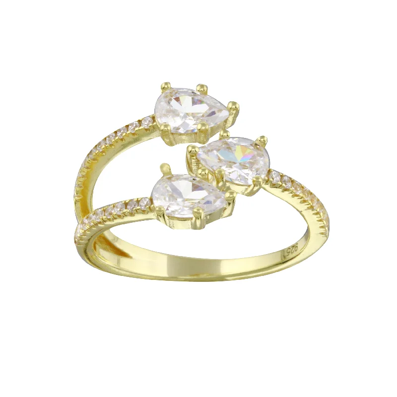 Women’s vintage diamond rings-Triple Pear Ring