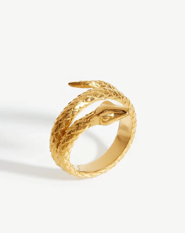 Women’s thick band rings-Harris Reed Coiled Serpent Ring | 18ct Gold Plated