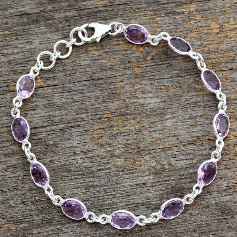 Women’s intertwined bracelets-Oval Amethyst Tennis Bracelet