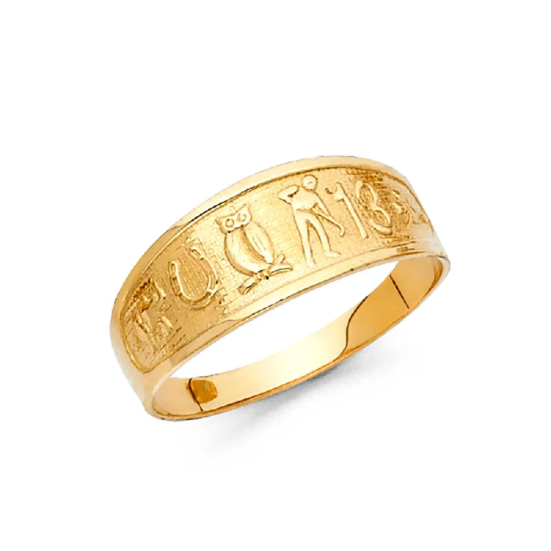 Women’s bold gemstone rings-14K Solid Gold Lucky Symbol Ring