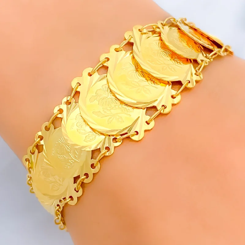 Women’s stacked bracelets-Impressive Graduating 22k Gold Coin Bracelet