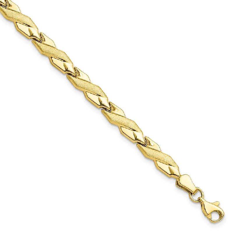 Women’s beaded bracelets-Leslie's 10k Yellow Gold and Brushed Bracelet, 7" (W-5mm)