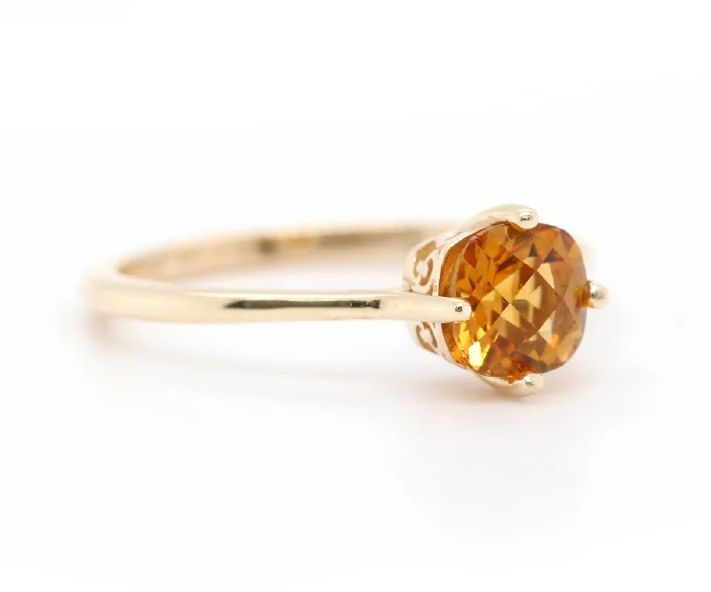 Women’s anniversary rings-Antique Yellow Citrine Solitaire Ring