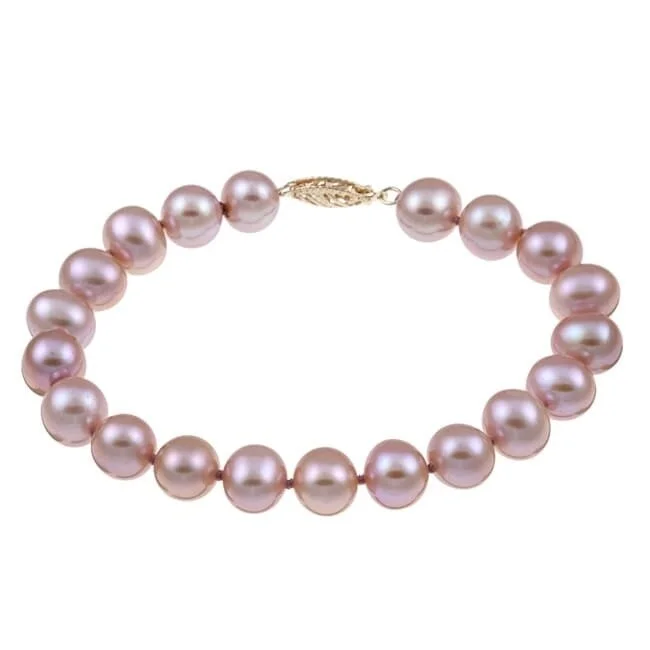 Women’s birthstone bracelets-DaVonna 14k Gold 9-10mm Pink freshwater Pearl Bracelet 7.25-inch