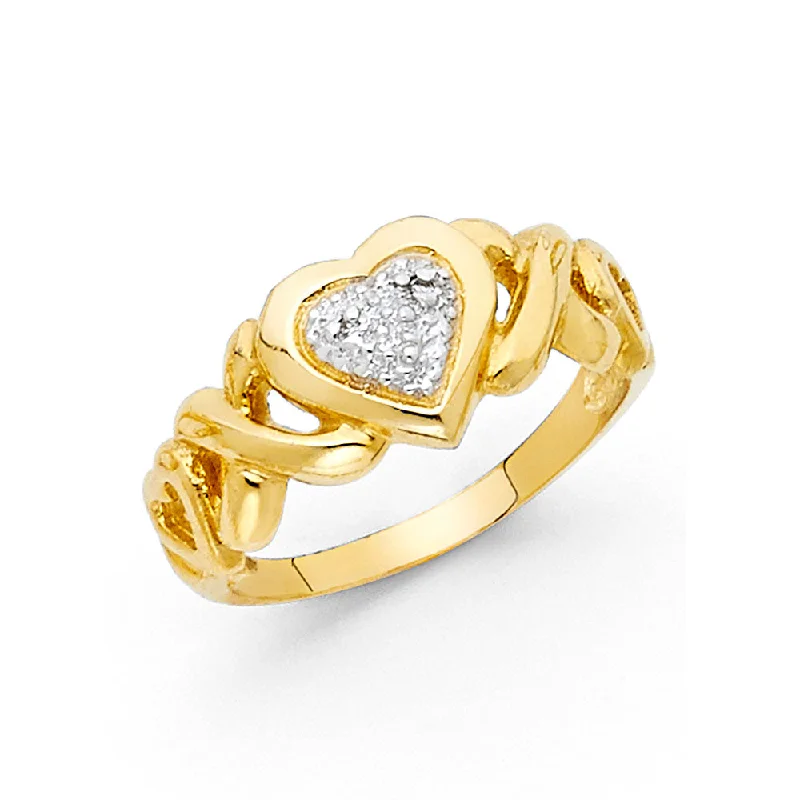 Women’s aquamarine rings-14K Solid Gold Fancy XO Heart Ring