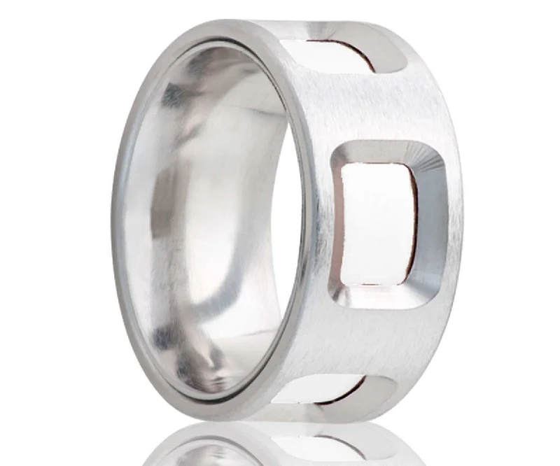 Women’s modern rings-Cobalt Flat Argentium Silver Cutout Ring