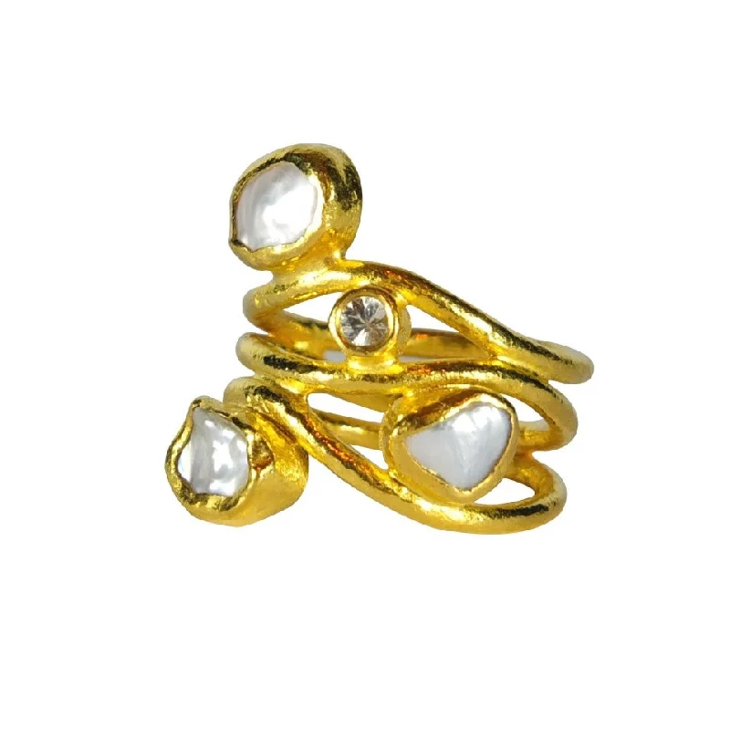 Women’s two-tone rings-24K Pearl Ring