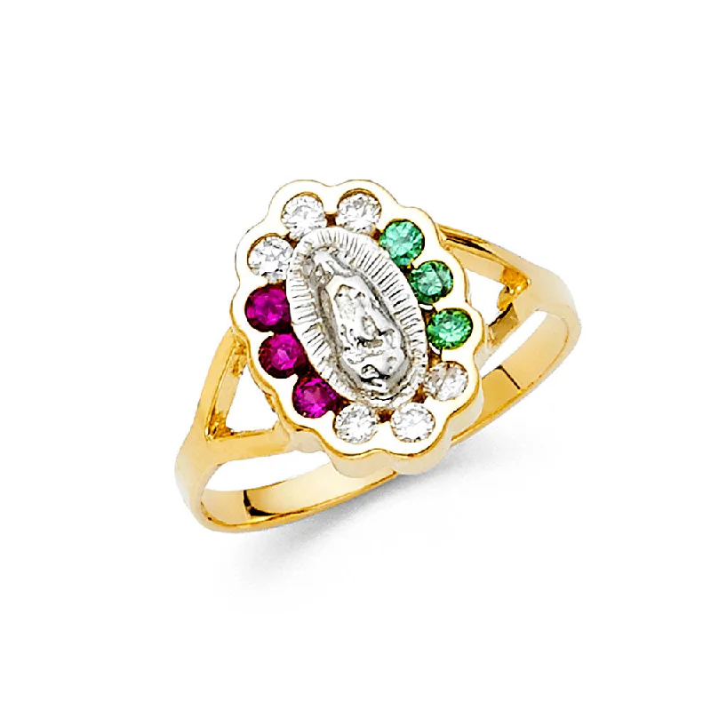 Women’s halo engagement rings-14K Solid Gold Multicolored CZ Guadalupe Ring