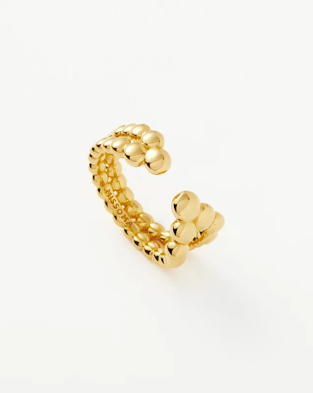 Women’s diamond eternity rings-Beaded Open Ring | 18ct Gold Vermeil