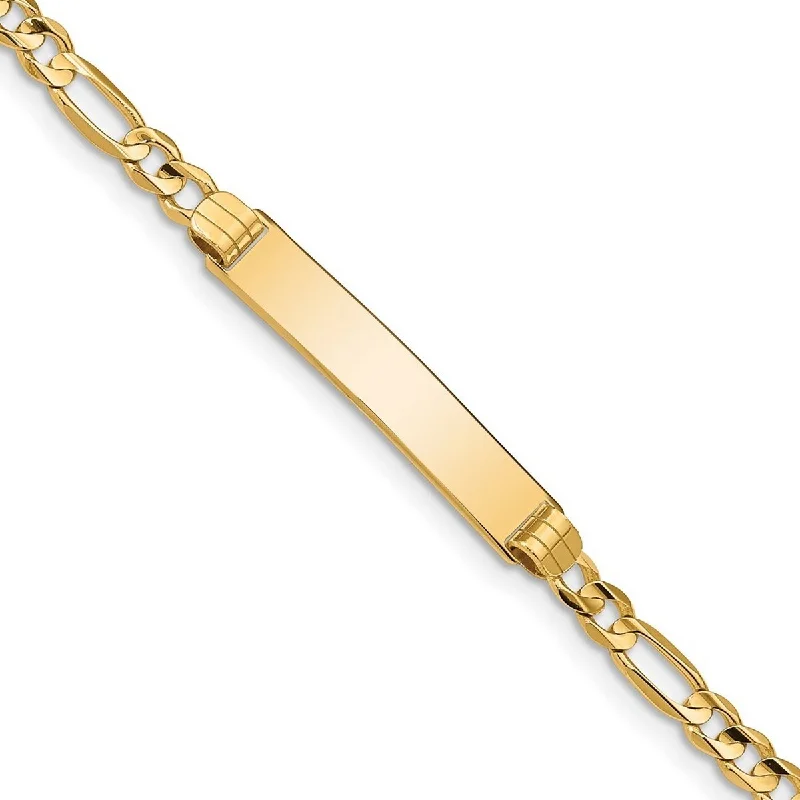 Women’s simple gold bangles-Curata 5.37mm 10k Yellow Gold Engravable Figaro Link ID Bracelet